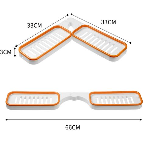 Étagère d'angle de salle de bain murale pliable sur robinet, support organisateur pour cuisine blanc Orange (1/5)