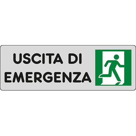 Cartello in Carta Autoadesiva 15x5 cm - USCITA DI EMERGENZA A DESTRA (1/2)