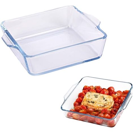 transparent baking tray, small glass baking tray, suitable for microwave ovens, ovens and refrigerators. (1/5)