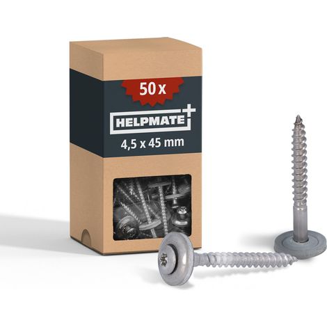 Vis de ferblantier en acier inoxydable A2 4,5x45 mm 50 pièces T20 DIN 7995 tête bombée avec rondelle plate et rondelle EPDM (1/5)