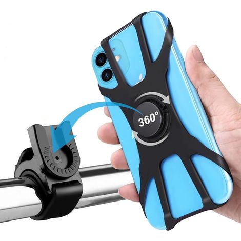 Kinizuxi Support Téléphone Vélo, Rotation 360°, Support Téléphone Vélo Universel pour Trottinette Électrique, VTT, Scooter, Moto, Smartphones 4,5-7 Pouces (1/5)