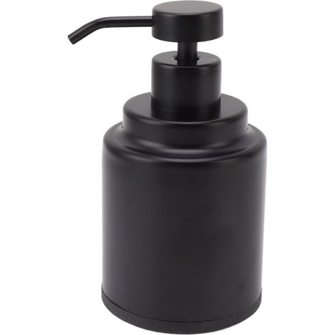 Distributeur de savon en acier inoxydable pompe manuelle bouteille pressoir main pour shampooing gel douche lotion noir circulaire 300ML (1/5)