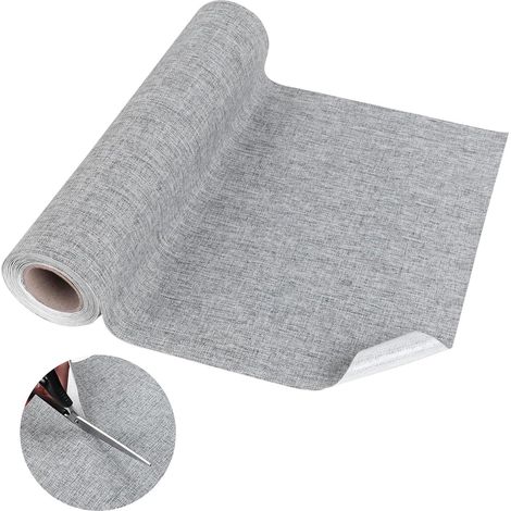Sollbry 2 pièces Tissus Autocollant 10 cm x 160cm Tissu Autocollant Reparation, Idéal Pour Canapés, Sièges de Voiture, Meubles, Rideaux,gris (1/5)