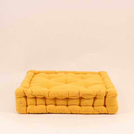 Coussin de sol en tissu jaune 40x40cm
