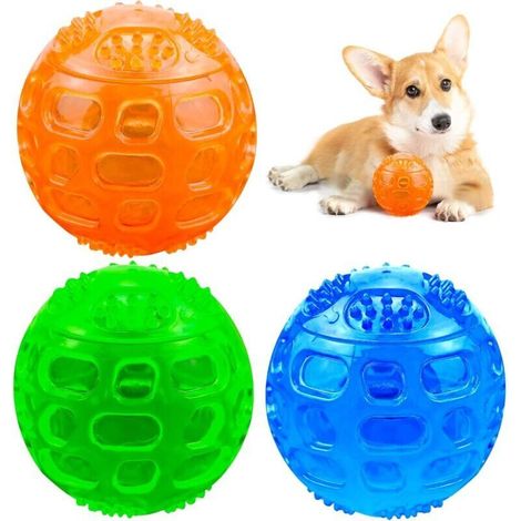 Balle Chien Sonore Lot de 3 Balle Chien Eau Flottante, Balle Couineuse pour Chien Indestructible Rebondissante pour Entraînement (1/5)