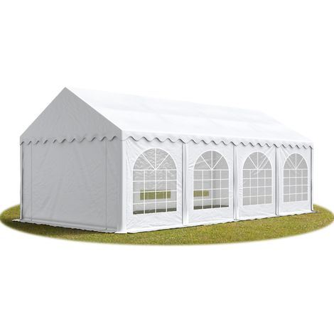 Tente Barnum de Réception 4x8 m PREMIUM Bâches amovibles PVC 750 N blanc + Cadre de Sol Jardin