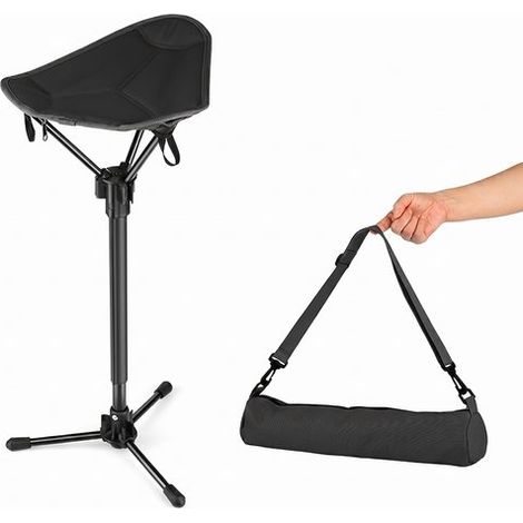 Tabouret télescopique de camping - Tabouret trépied réglable en hauteur (61-80,5 cm) - Charge maximale : 120 kg - Tabouret pliant léger - Sac étanche inclus - Idéal pour les activités de plein air, la (1/5)