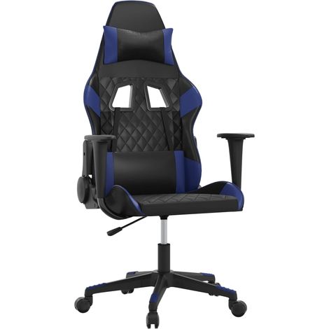 Silla gaming de masaje cuero sintético negro y azul vidaXL