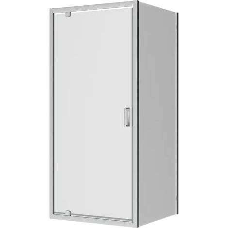 Parama – Cabine de douche 90x100 cm – Porte battante d'angle – Verre opaque 6mm – Hauteur 190 cm – Installation réversible – Aluminium chrome