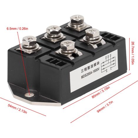 Pont Redresseur Triphasé 200A 1600V Module Diode Puissance à Dissipation Thermique en Cuivre (1/5)