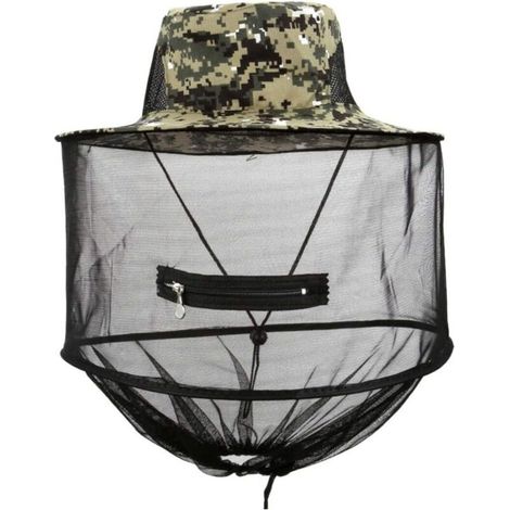Capuchon de filet de tête de moustique, chapeau de soleil, housse de protection filet d'insecte d'insecte d'insecte d'abeille pour le Camouflage d'apiculteur
