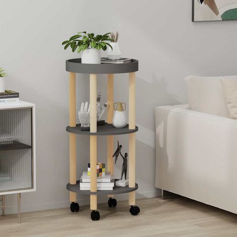 Servierwagen 3 Etagen Grau 38x38x82cm Holzwerkstoff Kiefernholz