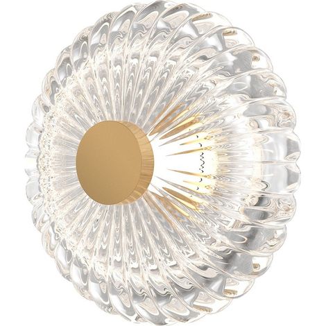 Maytoni Amulet Round Applique murale moderne 18 cm, dorée, 3 000 K, abat-jour en verre 90 lm