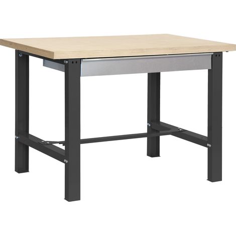 SimonRack Banco da Lavoro con Cassetto Telescopico a Chiusura Ammortizzata – MDF 35 mm – Portata 600 kg – 865x1200x750 mm – Tavolo Fai da Te – Antracite/MDF – BT-6