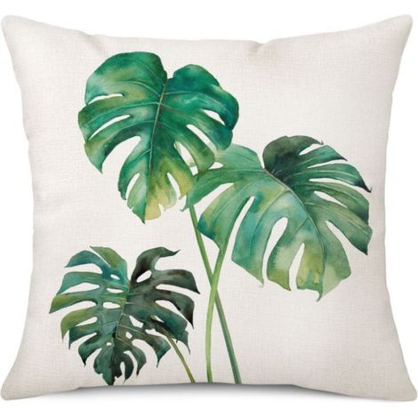 Housse De Coussin - 45x45cm - Imprimé Monstera - Pour Canapé Terrasse Intérieur - Lot De 4 (1/5)