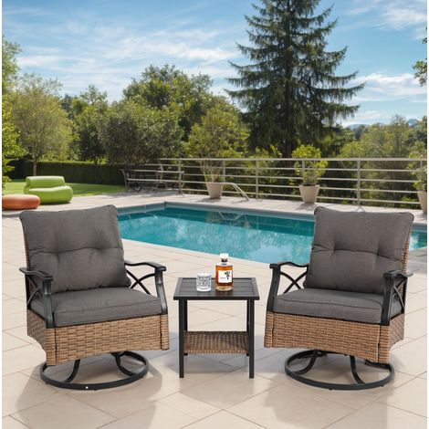 Set da giardino 3 pezzi 46x46x48 cm in acciaio marrone/grigio, 360° FLORAGRACE (1/5)