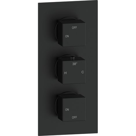 Signature React Thermostatic 2 Outlet Concealed Shower Valve Triple Handle - Matt Black