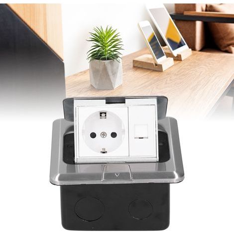 Boîte de Prise de Sol Encastrée en Acier Inoxydable, Norme UE, avec Outil d'Installation, 250V AC (1/5)