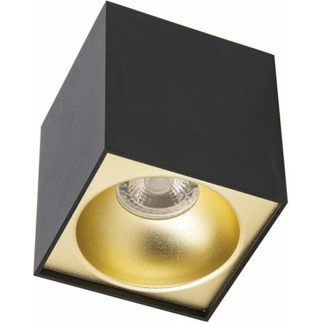 Plafoniera quadrata GU10 da 50 W, luce calda 2700 K, fascio ampio, finitura nera e dorata, per sala da pranzo, cucina o soggiorno