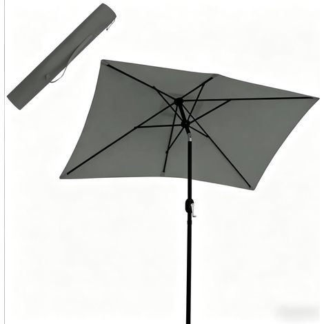 CHICFURN Ombrellone da giardino 206 x 135 x 234 cm in metallo grigio scuro, inclinabile per balcone (1/5)