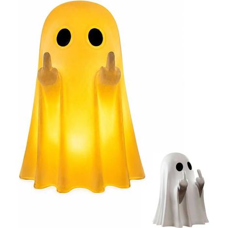 Figurine fantôme LED 9 cm - Résine robuste - Doigt moyen fun et déco - Ambiance mystérieuse - Cadeau original pour Halloween (1/5)