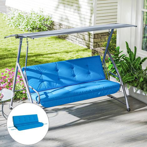 Ensemble de coussins pour balancelle Hollywood 170 cm, coussin de chaise, coussin de balancelle, coussin d'assise, coussin de jardin, coussin de dossier, coussin latéral, bleu