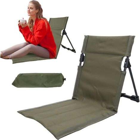 Chaise longue de sol avec dossier, tapis de plage avec dossier, tissu Oxford 600D, confortable et pliable, coussin de plage pliable idéal pour les vacances, le jardin, le camping, le parc et les festi (1/5)
