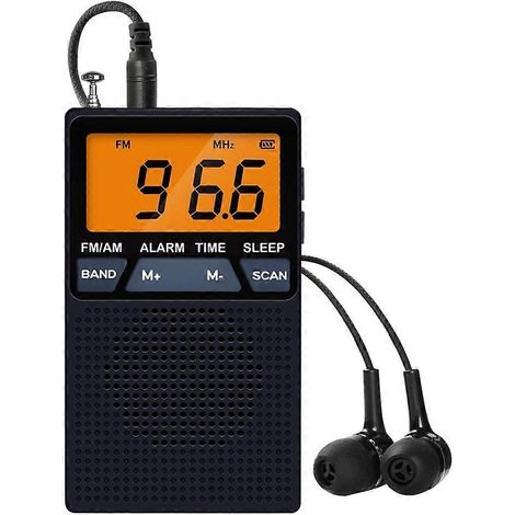 Radio-radio portable AM/FM avec météo, mini radio de poche, grand écran LCD, fonction snooze et radio-réveil numérique. (1/5)