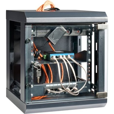 Ohmtec – Baie de brassage 8 ports RJ45 CAT6 – Panneau 3 prises 16A – Boîtier mural acier – Gestion câbles facile
