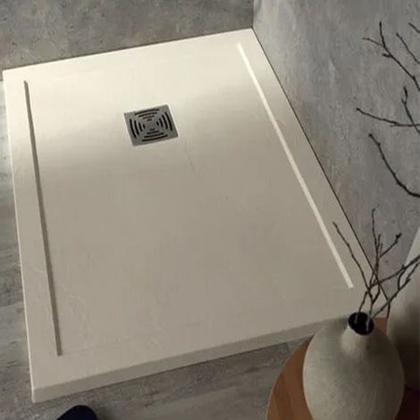 Piatto Doccia 72x90xh3,3 cm Color Crema Con Bordo - Piletta di Scarico Inclusa (1/5)