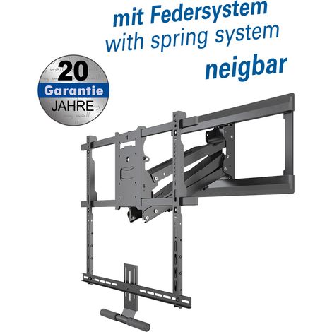 Vertical & fully mobile tv wall mount for screens 42" - 65" (107 - 165 cm), load 8 - 25 kg, with integrated spring system, incl. holder for soundbar