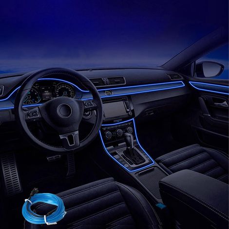 LED-Autoinnenraumbeleuchtung, USB-EL-Kabel 5 m/16,4 ft, Ambientebeleuchtung, 5 V, geeignet für Armaturenbrettspalten (Blau)