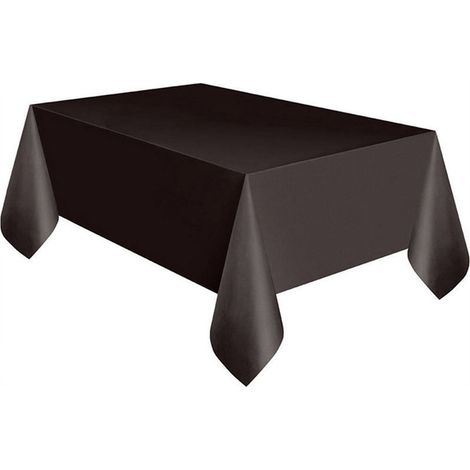 Tablecloth - Plastic - Waterproof - 137 X 183 Cm - Black - For Dining Table Picnic Party Outdoor Use - 1 Piece (1/4)