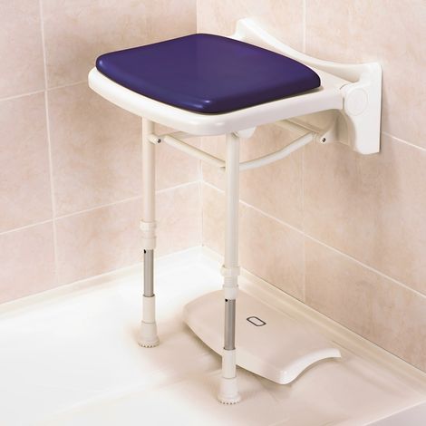 AKW 2000 Series Compact Fold Up Padded Shower Seat Blue (1/2)