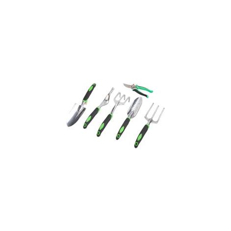 6-teiliges Gartenwerkzeugset aus Aluminiumlegierung mit Kunststoffgriffen, ideal zum Pflanzen, Graben und Jäten, leicht zu transportieren - Crezuo (1/5)
