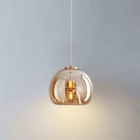 Lampada a Sospensione in Vetro Vintage Style Lampadario Cavo Regolabile Decorazione per Interni - Ambrato