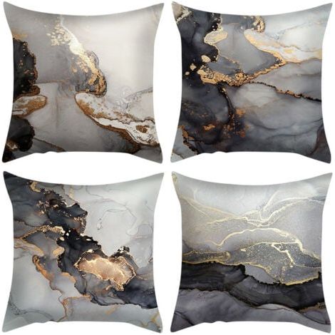Lot de 4 Housse de Coussin, Housse Coussin 45x45cm Housses de Coussin Taie d'oreiller Décoratif Canapé pour Chambre, Canapé, Chaise, Lit,Jardin(Texture de marbre) (1/5)
