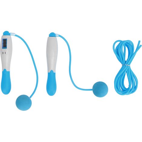 Corde à sauter sans fil avec compteur, 4 modes, fil en acier ajustable, équipement de fitness bleu (1/5)