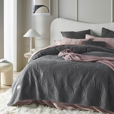 Dessus de lit 170 x 210 cm Gris foncé (1/5)