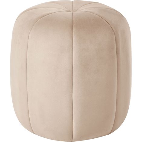 Pouf rotondo moderno in velluto Glam Soggiorno Camera da letto Beige Selby (1/5)