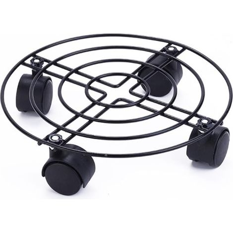 Support de plantes avec roulettes, chariot rond en métal robuste et mobile pour plantes d'intérieur ou d'extérieur, outils de jardin (27 x 6 cm) (1/5)