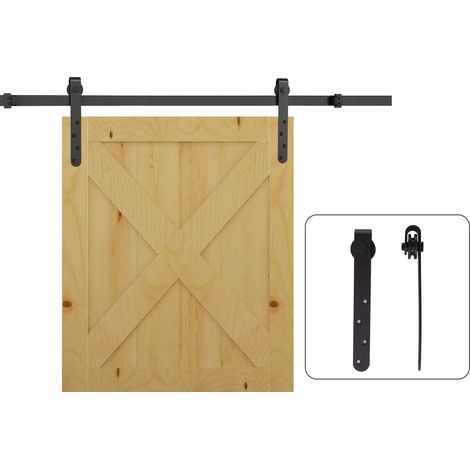 Homcom – Kit de porte coulissante galandage – Acier noir – Épaisseur de porte 20-25 mm – Largeur max 90 cm – Charge max 20 kg
