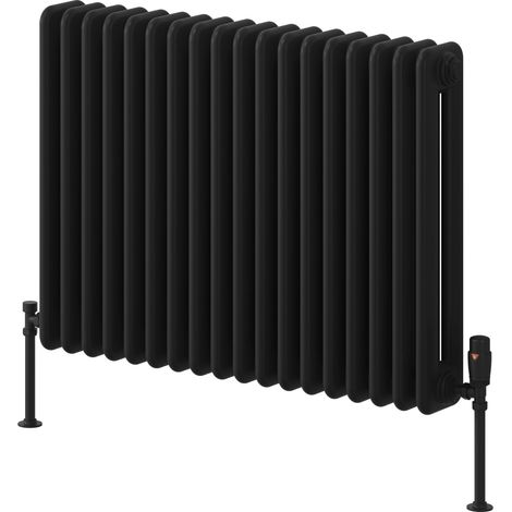 Reina Hedingham 2 Column Designer Horizontal Radiator 600mm H x 820mm W - Black (1/4)