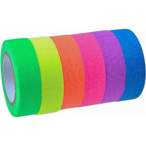 6 Pack 6 Colors Fluorescent Tape, UV Blacklight Reactive Neon Tape for Party Decoration (1/5)