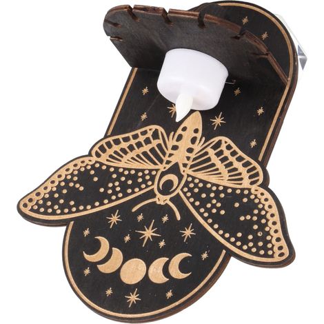 Porte-bougie LED Animal Hangé en Bois, Décoration Murale Unique, Porteur de Méditation avec Support Cristal, Chandelier pour Décor Domestique (1/5)