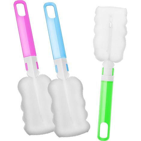 3er-Pack Flaschenbürsten für Thermoskannen, Tassen, Schwämme, Flaschen, Dosen, wiederverwendbare Küchenbürsten, wiederverwendbare Kunststoffbürsten