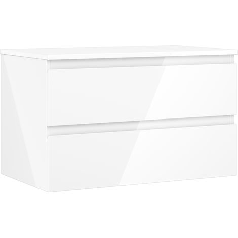 Mexen Orio Badezimmerschrank für Waschtisch 80 cm mit Arbeitsplatte, 2 Schubladen, weiß glänzend - 91A10-08047-2-BFFC00