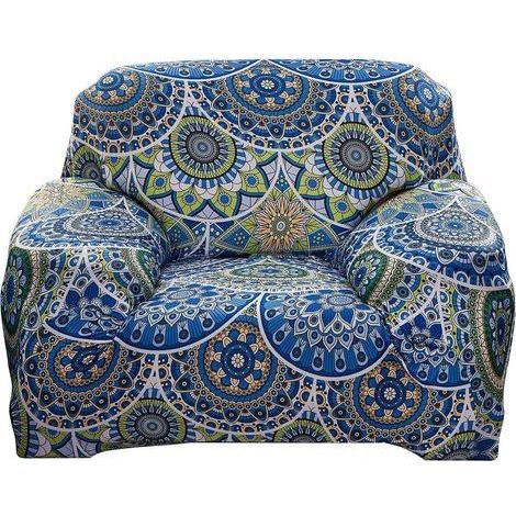 Housse de canapé 1 2 3 4 places Housse de canapé extensible motif fruits d'été en tissu élastique lavable durable et résistant à la poussière (B-Bohême 1 place) (1/5)