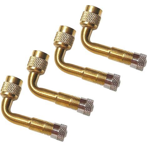 Set di 4 adattatori professionali per valvole pneumatici, prolunga a 90 gradi per stelo valvola, prolunga a gomito per valvola pneumatici, per auto, camion, moto, bicicletta (oro) (1/4)