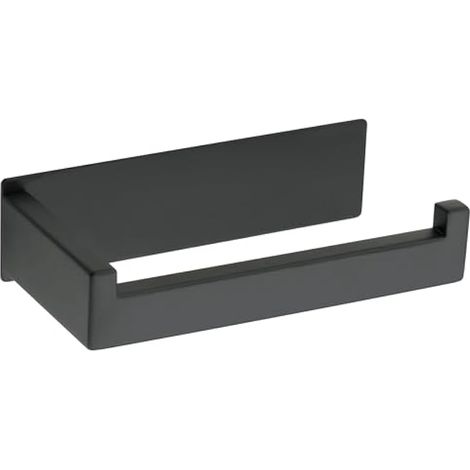 Porte Papier Toilette sans Percage Noir, Fixation Adhésive, Pose Verticale et Horizontale, en Acier Inoxydable SUS 304, Support Papier Toilette Adhesif pour Salle de Bain, Noir (1/5)
